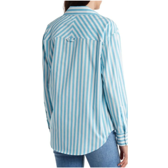 New ~ CASA CABANA ~ Bethany Short Stripe Shirt Size M FALL Nordstrom OVERSIZED - Picture 2 of 7
